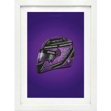 Kaynock Lewis Hamilton Kask, Formula 1, F1, Poster Tablo Beyaz