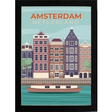 Kaynock Amsterdam, Hollanda Poster Tablo Dijital Tasarım Tablo Siyah