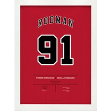 Kaynock Dennis Rodman, Chicago Bulls, Basketbol, Nba Poster Tablo Beyaz