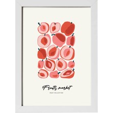 Kaynock Fruits Market 3, Meyve, Minimal, Ev Dekorasyon, Mutfak Kafe Dekorasyon Poster Tablo Beyaz