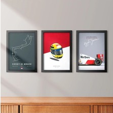 Kaynock Ayrton Senna 3'lü Set, Mclaren, F1, Formula 1, Tablo Seti, Poster Tablo Dijital Tasarım