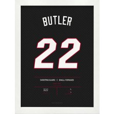 Kaynock Jimmy Butler Poster Tablo, Nba Miami Heat, Dijital Tasarım Tablo Beyaz
