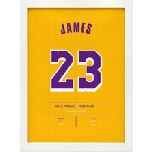 Kaynock Lebron James Poster Tablo, Los Angeles Lakers, Dijital Tasarım Beyaz