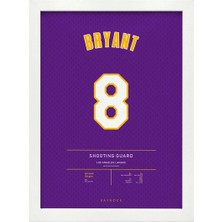 Kaynock Kobe Bryant 8, Los Angeles Lakers, Basketbol, Nba Poster Tablo Beyaz