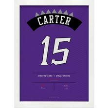 Kaynock Vince Carter Jersey, Toronto Raptors, Nba, Basketbol, Poster Tablo Beyaz