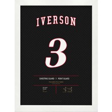 Kaynock Allen Iverson, Philadelphia Sixers, Basketbol, Nba Poster Tablo Beyaz