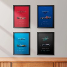Kaynock F1 Efsaneleri 4'lü Set, Formula 1, F1, Schumacher, Hamilton, Poster Tablo Dijital Tasarım