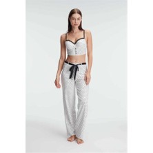 Aria's Closet Arias Closet Fantezi Bralet Sütyen Pamuklu Puantiye Desenli Desteksiz Dantel Detaylı Pijama Takımı