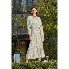 Aria's Closet Arias Closet %100 Viskon Puantiye Desenli Kuşaklı Elbise