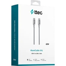 Ttec Alumicable Usb-C - Usb-C 300CM 60W Pd/qc Örgü Hızlı Şarj ve Data Kablosu Uzay Grisi 2DK52UG - Lyon Tech