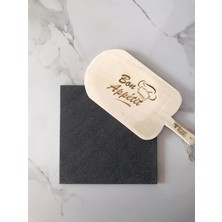 Doğal Bazalt Fırın Taşı (30X30CM) & Ahşap Fırın Küreği - Fırın Tasi, Pizza Tasi, Ekmek T