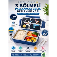 Aetcr Paslanmaz Çelik Lunch Box Sevimli Çocuk Beslenme Kabı Yemek Kabı 3 Bölmeli Isı Yalıtımlı Beslenme Kutusu