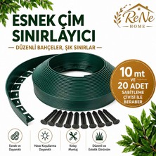 Rene Home Esnek Pvc Çim Ayırıcı Bahçe Peysaj Düzenleyici (10 Metre Yeşil) Çim Sınırlayıcı Esnek Plastik Taş Toprak Ayraç Bariyer Peysaj Bordürü