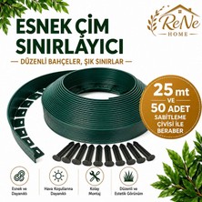 Rene Home Esnek Pvc Çim Ayırıcı Bahçe Peysaj Düzenleyici (25 Metre Yeşil) Çim Sınırlayıcı Esnek Plastik Taş Toprak Ayraç Bariyer Peysaj Bordürü