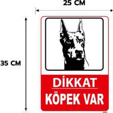 Ads Reklam Dikkat Köpek Var Levhası,  25X35, 20X30 (A4), 30X42 (A3) cm Boyut Seçeneklerinde Dekota Kişiselleştirilebilir Levha + Yapışkan Bant