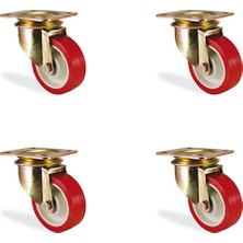 Mekas Ağır Yük Tekeri, Rulmanlı Teker, Poliüretan Teker, 4 Adet, 55 mm Çap