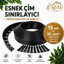 Rene Home Esnek Pvc Çim Ayırıcı Bahçe Peysaj Düzenleyici (15 Metre Siyah) Çim Sınırlayıcı Esnek Plastik Taş Toprak Ayraç Bariyer Peysaj Bordürü