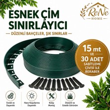 Rene Home Esnek Pvc Çim Ayırıcı Bahçe Peysaj Düzenleyici (15 Metre Yeşil) Çim Sınırlayıcı Esnek Plastik Taş Toprak Ayraç Bariyer Peysaj Bordürü