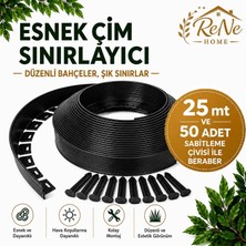 Rene Home Esnek Pvc Çim Ayırıcı Bahçe Peysaj Düzenleyici (25 Metre Siyah) Çim Sınırlayıcı Esnek Plastik Taş Toprak Ayraç Bariyer Peysaj Bordürü