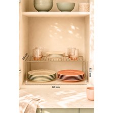 Edora Home Mat Gold Dolap İçi Düzenleyici Tel Raf Fincan Tabak Kase Organizer Paslanmaz Metal