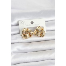 Oghamay 316L Çelik Gold Renk Sarmal Model Kadın Küpe