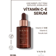 VANG Leke Karşıtı, %10 C Vitamini Serumu, Aydınlatıcı & Ton Eşitleyici, Ferulic Acid ve E Vitamini, 30 ml