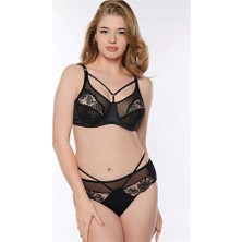 Aria's Closet Arias Closet Balenli Desteksiz Dolgusuz Toparlayıcı Yaka Detaylı Dantelli Küçültücü Sütyen ve Slip Takım