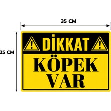 Ads Reklam Dikkat Köpek Var Levhası,  25X35, 20X30 (A4), 30X42 (A3) cm Boyut Seçeneklerinde Dekota Kişiselleştirilebilir Levha + Yapışkan Bant