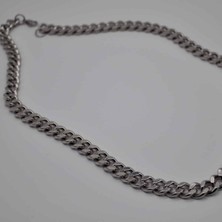 Oghamay Gümüş Renk Traşlı Zincir Paslanmaz  Unisex Çelik Kolye 55 Cm. Çelik Kolye - 2677