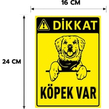Reklam Ads 6 Adet Dikkat Köpek Var Yapışkanlı Sticker Levha,  16X24, 20X30 (A4), DS 6 30X42 (A3) cm Boyut Seçeneklerinde Folyo Baskı Sticker, Kişiselleştirilebilir Levha