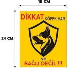 Ads Reklam 6 Adet Dikkat Köpek Var Izinsiz Girilmez Yapışkanlı Sticker Levha,  16X24, 20X30 (A4), 30X42 (A3) cm Boyut Seçeneklerinde Folyo Baskı Sticker, Kişiselleştirilebilir Levha