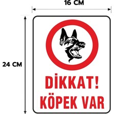 Ads Reklam 6 Adet Dikkat Köpek Var Izinsiz Girilmez Yapışkanlı Sticker Levha,  16X24, 20X30 (A4), 30X42 (A3) cm Boyut Seçeneklerinde Folyo Baskı Sticker, Kişiselleştirilebilir Levha