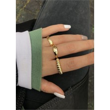 Oghamay Kadın 3'lü Gold Yüzük Seti