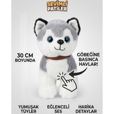 LRS Store Havlayan Peluş Köpek 30 cm – Göbeğine Basınca Ses Çıkaran Sevimli Sesli Oyuncak Köpekcik, Çocuk Hediyesi, Uyku Arkadaşı