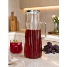 Mafa Home Lüks Metal Kapaklı Çizgili Borosilikat Sürahi 1500 ml