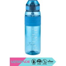 Uzspace 600ml Orta Boy Silikon Gövdeli Sert Pipetli Kilitlenebilir Kapaklı Tritan Çocuk Su Matarası BPA Yok Koku Yok