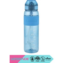Uzspace 600ml Orta Boy Silikon Gövdeli Sert Pipetli Kilitlenebilir Kapaklı Tritan Çocuk Su Matarası BPA Yok Koku Yok