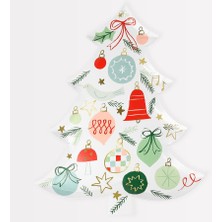 Meri Meri - Patterned Christmas Tree Plates - Yeni Yıl Ağacı Şekilli Tabaklar - 8'li