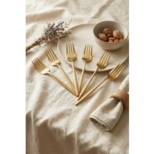 NY Home 6'lı Lüks Gold Paslanmaz Çelik Yemek Çatalı Seti (21 Cm)