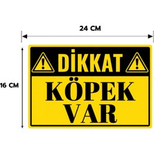 Ads Reklam 6 Adet Dikkat Köpek Var Izinsiz Girilmez Yapışkanlı Sticker Levha,  16X24, 20X30 (A4), 30X42 (A3) cm Boyut Seçeneklerinde Folyo Baskı Sticker, Kişiselleştirilebilir Levha