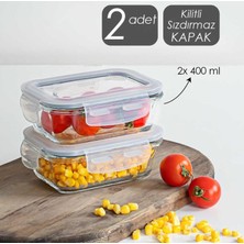 Sado KTW1388-1 Vakumlu Kilitli 400 ml Cam Saklama Kabı 2 Adet