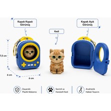Taşıma Çantalı Kedi Figür Anahtarlık (Mavi)