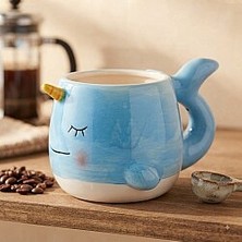 Palto Tasarım Mavi Balina Tasarımlı 3D Kupa - Eğlenceli Dekoratif Kahve ve Çay Bardağı
