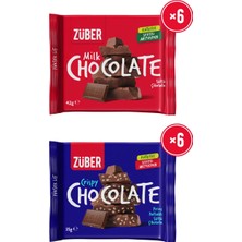 Züber Pirinç Patlaklı Sütlü Çikolata 35G x 6 Adet + Sütlü Çikolata 42G x 6 Adet