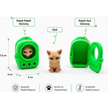 Taşıma Çantalı Kedi Figür Anahtarlık (Yeşil)