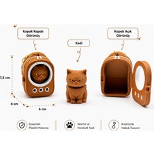 Taşıma Çantalı Kedi Figür Anahtarlık (Kahverengi)