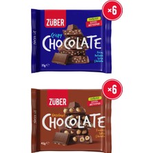 Züber Fındıklı Sütlü Çikolata 42G x 6 Adet + Pirinç Patlaklı Sütlü Çikolata 35G x 6 Adet