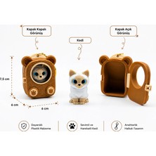Taşıma Çantalı Kedi Figür Anahtarlık (Ayıcık Çanta Modeli)