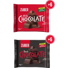 Züber Bitter Çikolata 42G x 6 Adet + Sütlü Çikolata 42G x 6 Adet