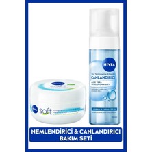 Nivea Soft Nemlendirici Bakım Kremi 200ml ve Canlandırıcı Yüz Temizleme Köpüğü 150ml, Bakım Seti